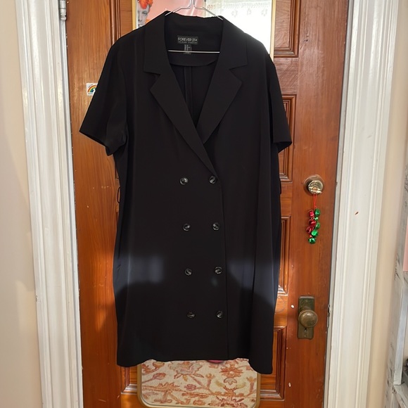F21+ Plus Black Button Up Blazer Dress 2x - Picture 2 of 8